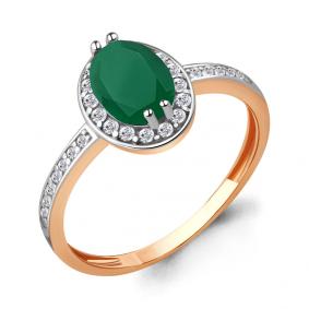 Кольцо из золочёного серебра AQUAMARINE А6523209А-п с фианитом и агатом А6523209А-п фото