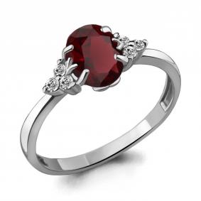 Серебряное кольцо AQUAMARINE А6523503А с фианитом и гранатом А6523503А фото