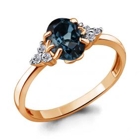 Кольцо из золочёного серебра AQUAMARINE А6523508А-п с фианитом и Лондон топазом А6523508А-п фото