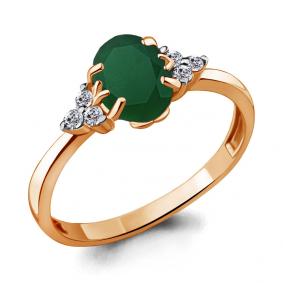 Кольцо из золочёного серебра AQUAMARINE А6523509А-п с фианитом и агатом А6523509А-п фото
