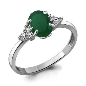 Серебряное кольцо AQUAMARINE А6523509А с фианитом и агатом А6523509А фото