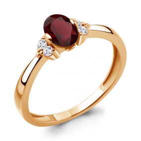 Кольцо из золочёного серебра AQUAMARINE А6523603А-п с фианитом и гранатом А6523603А-п фото
