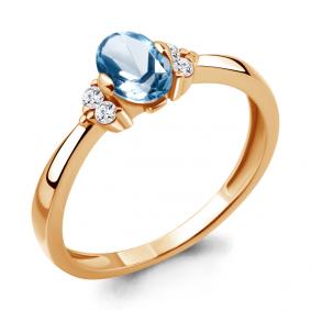 Кольцо из золочёного серебра AQUAMARINE А6523605-п с топазом и фианитом А6523605-п фото