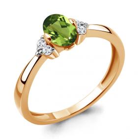 Кольцо из золочёного серебра AQUAMARINE А6523607А-п с фианитом и хризолитом А6523607А-п фото