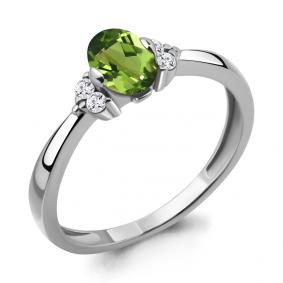 Серебряное кольцо AQUAMARINE А6523607А с фианитом и хризолитом А6523607А фото