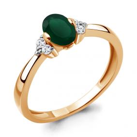 Кольцо из золочёного серебра AQUAMARINE А6523609А-п с фианитом и агатом А6523609А-п фото