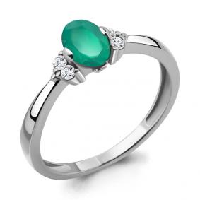 Серебряное кольцо AQUAMARINE А6523609А с фианитом и агатом А6523609А фото