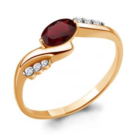 Кольцо из золочёного серебра AQUAMARINE А6525303А-п с фианитом и гранатом А6525303А-п фото