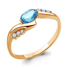 Кольцо из золочёного серебра AQUAMARINE А6525305А-п с топазом и фианитом А6525305А-п фото