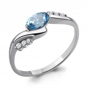 Серебряное кольцо AQUAMARINE А6525305А с топазом и фианитом А6525305А фото