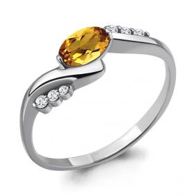 Серебряное кольцо AQUAMARINE А6525306А с фианитом и цитрином А6525306А фото