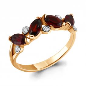 Кольцо из золочёного серебра AQUAMARINE А6525503-пк с фианитом и гранатом А6525503-пк фото