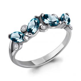 Серебряное кольцо AQUAMARINE А6525508 с фианитом и Лондон топазом А6525508 фото