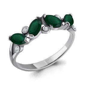 Серебряное кольцо AQUAMARINE А6525509 с фианитом и агатом А6525509 фото