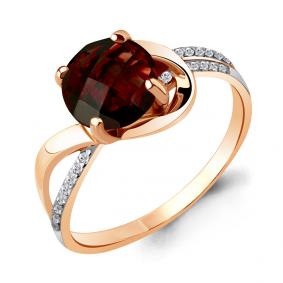 Кольцо из золочёного серебра AQUAMARINE А6527603А-п с фианитом и гранатом А6527603А-п фото