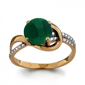 Кольцо из золочёного серебра AQUAMARINE А6527609А-п с фианитом и агатом А6527609А-п фото