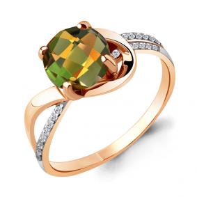 Кольцо из золочёного серебра AQUAMARINE А6527619А-п с фианитом и султанитом А6527619А-п фото