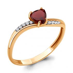 Кольцо из золочёного серебра AQUAMARINE А6531903А-п с фианитом и гранатом А6531903А-п фото