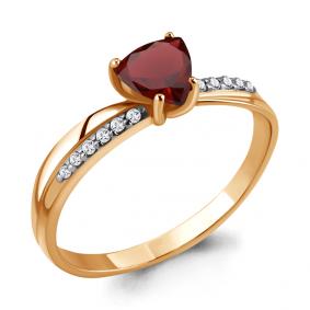 Кольцо из золочёного серебра AQUAMARINE А6532003А-п с фианитом и гранатом А6532003А-п фото