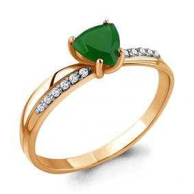 Кольцо из золочёного серебра AQUAMARINE А6532009А-п с фианитом и агатом А6532009А-п фото