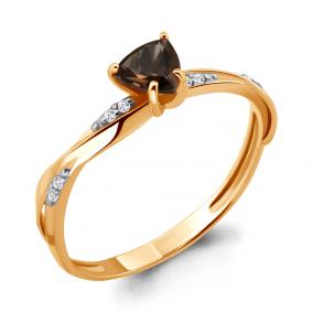 Кольцо из золочёного серебра AQUAMARINE А6532101А-п с фианитом и раухтопазом А6532101А-п фото
