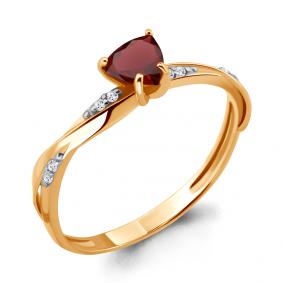 Кольцо из золочёного серебра AQUAMARINE А6532103А-п с фианитом и гранатом А6532103А-п фото