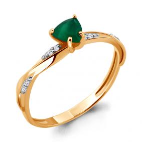 Кольцо из золочёного серебра AQUAMARINE А6532109А-п с фианитом и агатом А6532109А-п фото