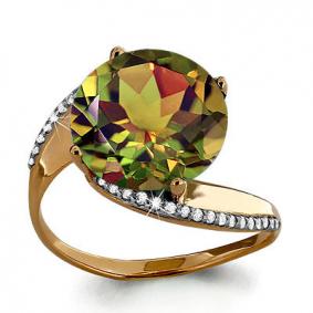 Кольцо из золочёного серебра AQUAMARINE А6534219А-п с фианитом и султанитом А6534219А-п фото