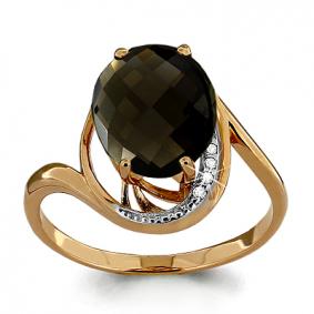 Кольцо из золочёного серебра AQUAMARINE А6534401А-п с фианитом и раухтопазом А6534401А-п фото