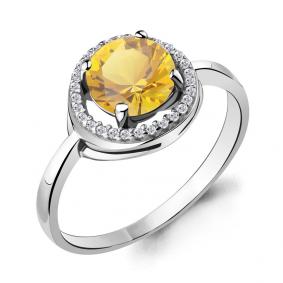 Серебряное кольцо AQUAMARINE А6535306А с фианитом и цитрином А6535306А фото