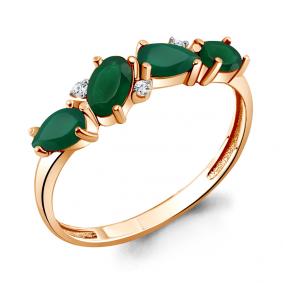 Кольцо из золочёного серебра AQUAMARINE А6535809А-п с фианитом и агатом А6535809А-п фото