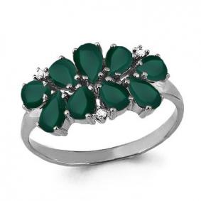 Серебряное кольцо AQUAMARINE А6536309 с фианитом и агатом А6536309 фото