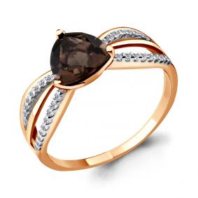 Кольцо из золочёного серебра AQUAMARINE А6538301А-пк с фианитом и раухтопазом А6538301А-пк фото