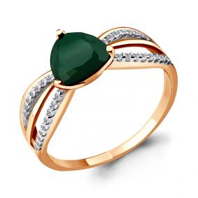 Кольцо из золочёного серебра AQUAMARINE А6538309А-п с фианитом и агатом А6538309А-п фото