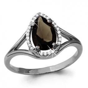 Серебряное кольцо AQUAMARINE А6539101А с фианитом и раухтопазом А6539101А фото