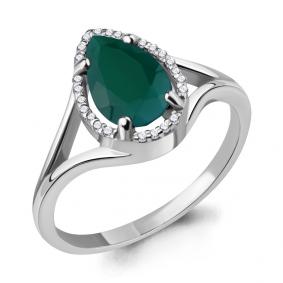 Серебряное кольцо AQUAMARINE А6539109А с фианитом и агатом А6539109А фото
