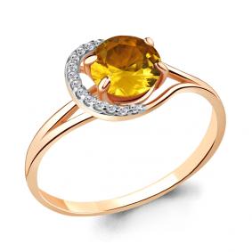 Кольцо из золочёного серебра AQUAMARINE А6539606А-п с фианитом и цитрином А6539606А-п фото