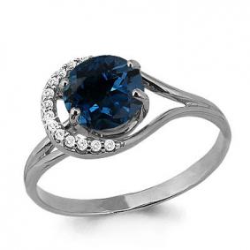 Серебряное кольцо AQUAMARINE А6539608А с фианитом и Лондон топазом А6539608А фото