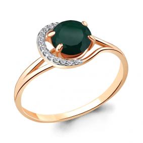 Кольцо из золочёного серебра AQUAMARINE А6539609А-п с фианитом и агатом А6539609А-п фото