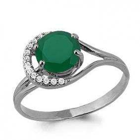 Серебряное кольцо AQUAMARINE А6539609А с фианитом и агатом А6539609А фото