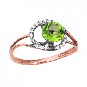 Кольцо из золочёного серебра AQUAMARINE А6541607А-п с фианитом и хризолитом А6541607А-п фото