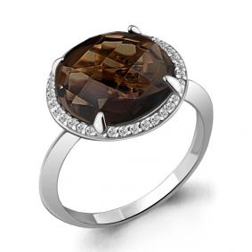 Серебряное кольцо AQUAMARINE А6543101А с фианитом и кварцем А6543101А фото