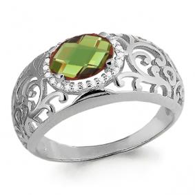 Серебряное кольцо AQUAMARINE А6543419А с фианитом и султанитом А6543419А фото
