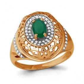 Кольцо из золочёного серебра AQUAMARINE А6545509А-п с фианитом и агатом А6545509А-п фото