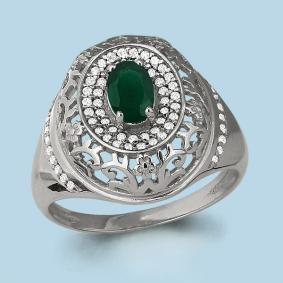 Серебряное кольцо AQUAMARINE А6545509А с фианитом и агатом А6545509А фото