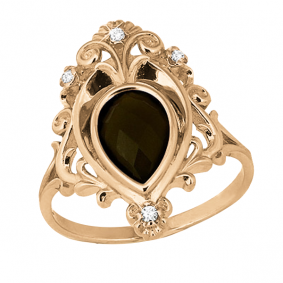 Кольцо из золочёного серебра AQUAMARINE А6546801-п с фианитом и раухтопазом А6546801-п фото