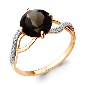 Кольцо из золочёного серебра AQUAMARINE А6547201А-п с фианитом и раухтопазом А6547201А-п фото