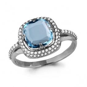 Серебряное кольцо AQUAMARINE А6548102А с топазом и фианитом А6548102А фото