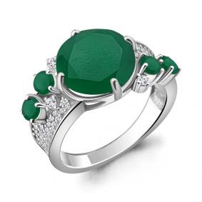 Серебряное кольцо AQUAMARINE А6548509А с фианитом и агатом А6548509А фото