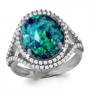 Серебряное кольцо AQUAMARINE А6549096А с фианитом и опалом А6549096А фото